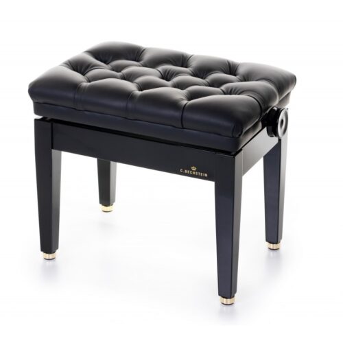 banquette-bechstein-cuir-noir-laiton Banquette Semi-Concert - Noir Brillant